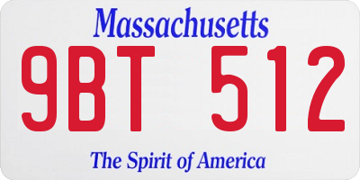 MA license plate 9BT512