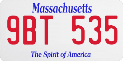 MA license plate 9BT535