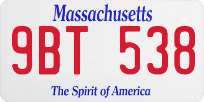 MA license plate 9BT538