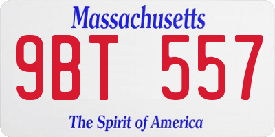 MA license plate 9BT557