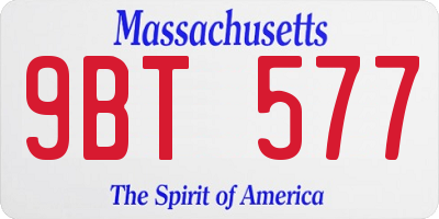 MA license plate 9BT577