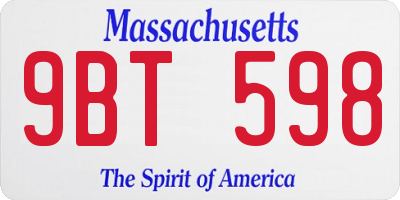 MA license plate 9BT598