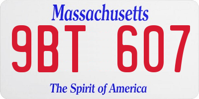MA license plate 9BT607