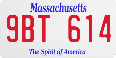 MA license plate 9BT614