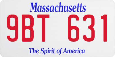MA license plate 9BT631
