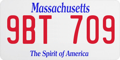 MA license plate 9BT709