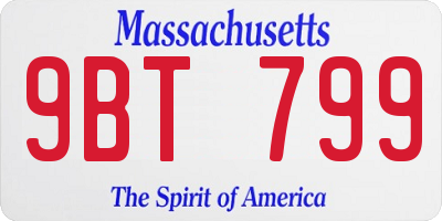 MA license plate 9BT799