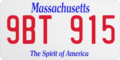 MA license plate 9BT915