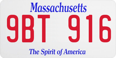 MA license plate 9BT916