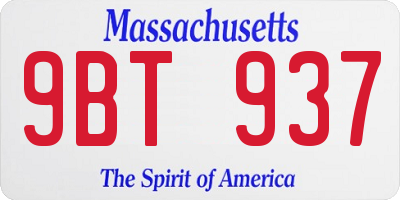 MA license plate 9BT937