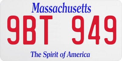 MA license plate 9BT949