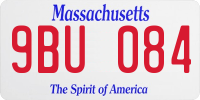 MA license plate 9BU084