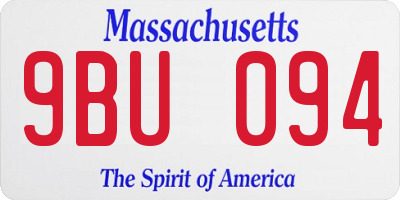 MA license plate 9BU094