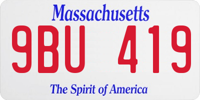 MA license plate 9BU419