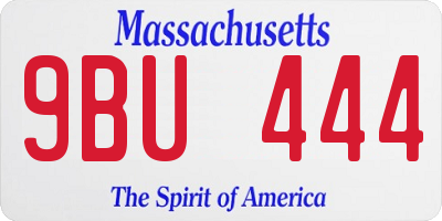 MA license plate 9BU444