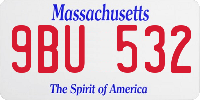 MA license plate 9BU532
