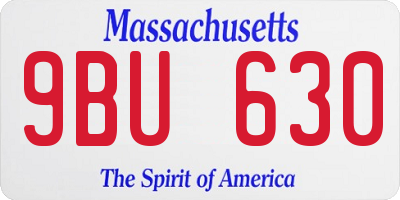 MA license plate 9BU630