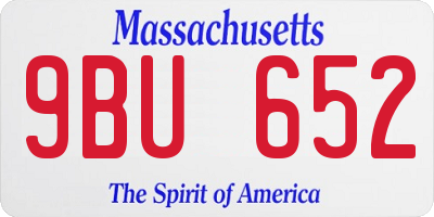 MA license plate 9BU652