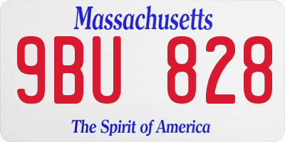 MA license plate 9BU828