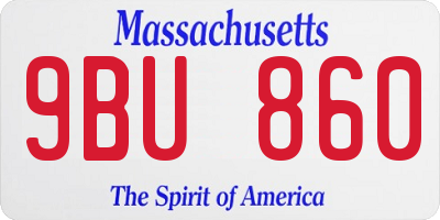 MA license plate 9BU860