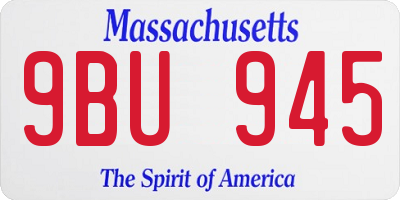 MA license plate 9BU945