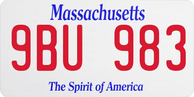 MA license plate 9BU983