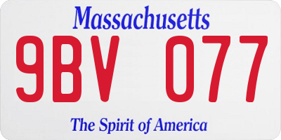 MA license plate 9BV077