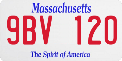 MA license plate 9BV120