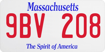 MA license plate 9BV208