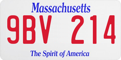 MA license plate 9BV214