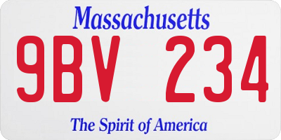 MA license plate 9BV234