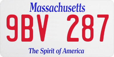 MA license plate 9BV287