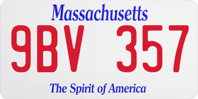MA license plate 9BV357