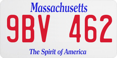 MA license plate 9BV462