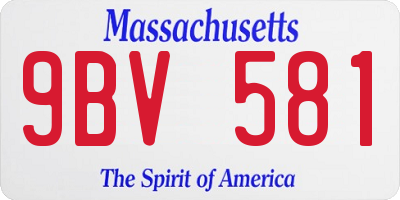 MA license plate 9BV581