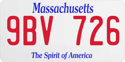 MA license plate 9BV726