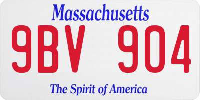 MA license plate 9BV904