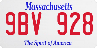 MA license plate 9BV928