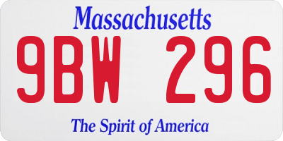 MA license plate 9BW296