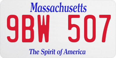 MA license plate 9BW507