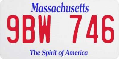 MA license plate 9BW746