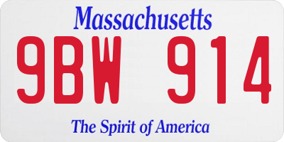 MA license plate 9BW914