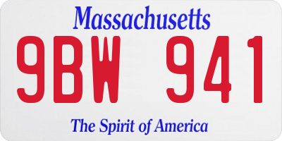 MA license plate 9BW941