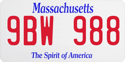 MA license plate 9BW988