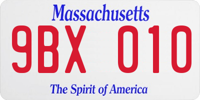 MA license plate 9BX010