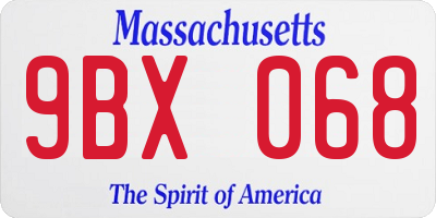 MA license plate 9BX068