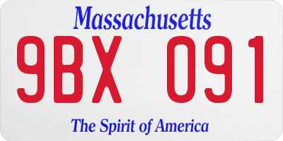MA license plate 9BX091