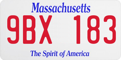 MA license plate 9BX183