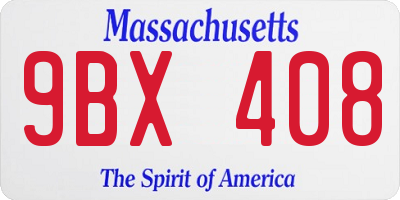 MA license plate 9BX408