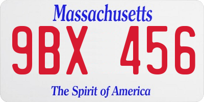 MA license plate 9BX456
